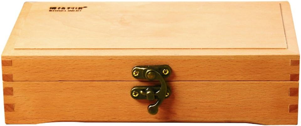DELLT- Red Beech Square Stationery Box Solid Wood Pencil Case / Large Capacity Stationery Box Art Supplies Storage Box