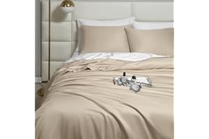 HYPREST 100% Viscose from Bamboo Duvet Cover Queen, 400 Thread Count Beige Duvet Cover Cooling Breathable Comforter Cover with Zipper and Coner Ties, Buttery Soft & Moisture-Absorbing