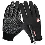 Winter Gloves, ONSON Touch Screen Gloves Black Gel Men & Women Gloves for Cycling, Running, Climbing and Winter Outdoor Sports- Windproof and Adjustable Size