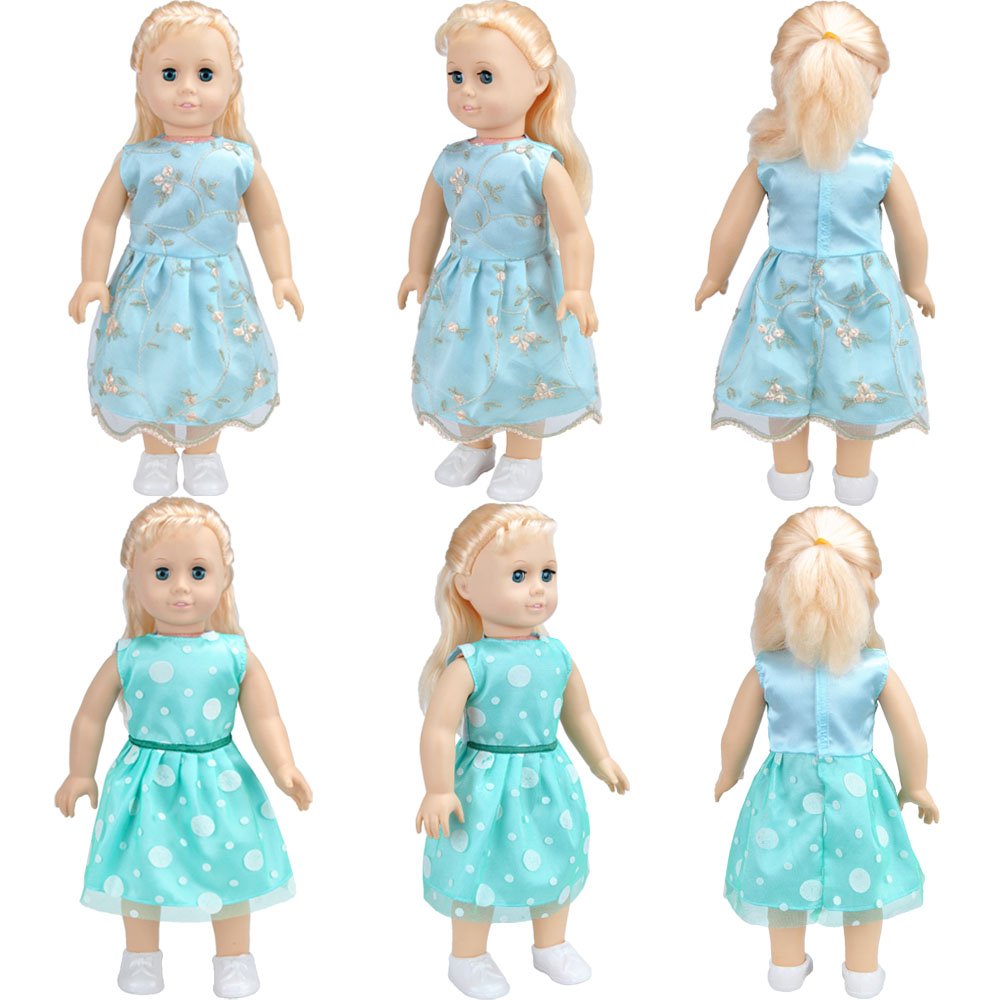 E-TING 5Pcs Fashion Gorgeous Clothes Lace Dresses Lively Outfit for 18 Inches American Girl Dolls Accessories Set Christmas Gift