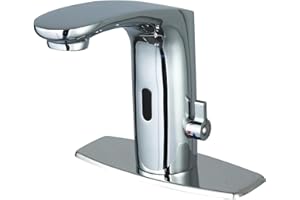 HALO SANITARY Automatic Sensor Faucet Touchless Grifo CEC Watersense for Bathroom Hand Free Robinet with Temperature Adjustable Knob Ideal for School Home Hotel Chrome