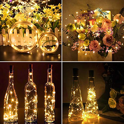 Wine Bottle Lights, 16Packs of LED Copper Wire Light Battery Operated Colourful Fairy String Light for DIY Bottles, Weddings, Christmas, Halloween 20 LEDs Decorative Cork Lights(78Inches Wire)