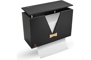 Cozee Bay Bamboo Paper Towel Dispenser, Paper Towel Holder with Lid for Home and Commercial, Wall Mount or Countertop