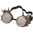 eoocvt Spiked Retro Vintage Victorian Steampunk Goggles Glasses Welding Punk Cyber Gothic Cosplay Sunglasse (Copper)
