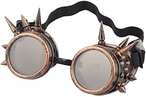 eoocvt Spiked Retro Vintage Victorian Steampunk Goggles Glasses Welding Punk Cyber Gothic Cosplay Sunglasse (Copper)