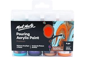 Mont Marte Premium Pouring Acrylic Paint, Symphony, 4pc Set, 60ml Bottles