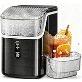 Kismile Nugget Ice Maker Countertop,35Lbs/24H Pellet Ice Machine with Chewable Ice,Self-Cleaning Pebble Ice Maker with Ice Scoop,One-Click Operation,for Home/Kitchen/Office(Black)