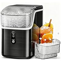 Kismile Nugget Ice Maker Countertop,35Lbs/24H Pellet Ice Machine with Chewable Ice,Self-Cleaning Pebble Ice Maker with Ice Scoop,One-Click Operation,for Home/Kitchen/Office(Black)