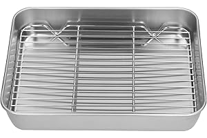 Mtxorvix Nonstick Roasting Pan, Small Roasting Pan with Flat Rack, Roasting Pan and Rack Set, Professional Roast Pan with Non