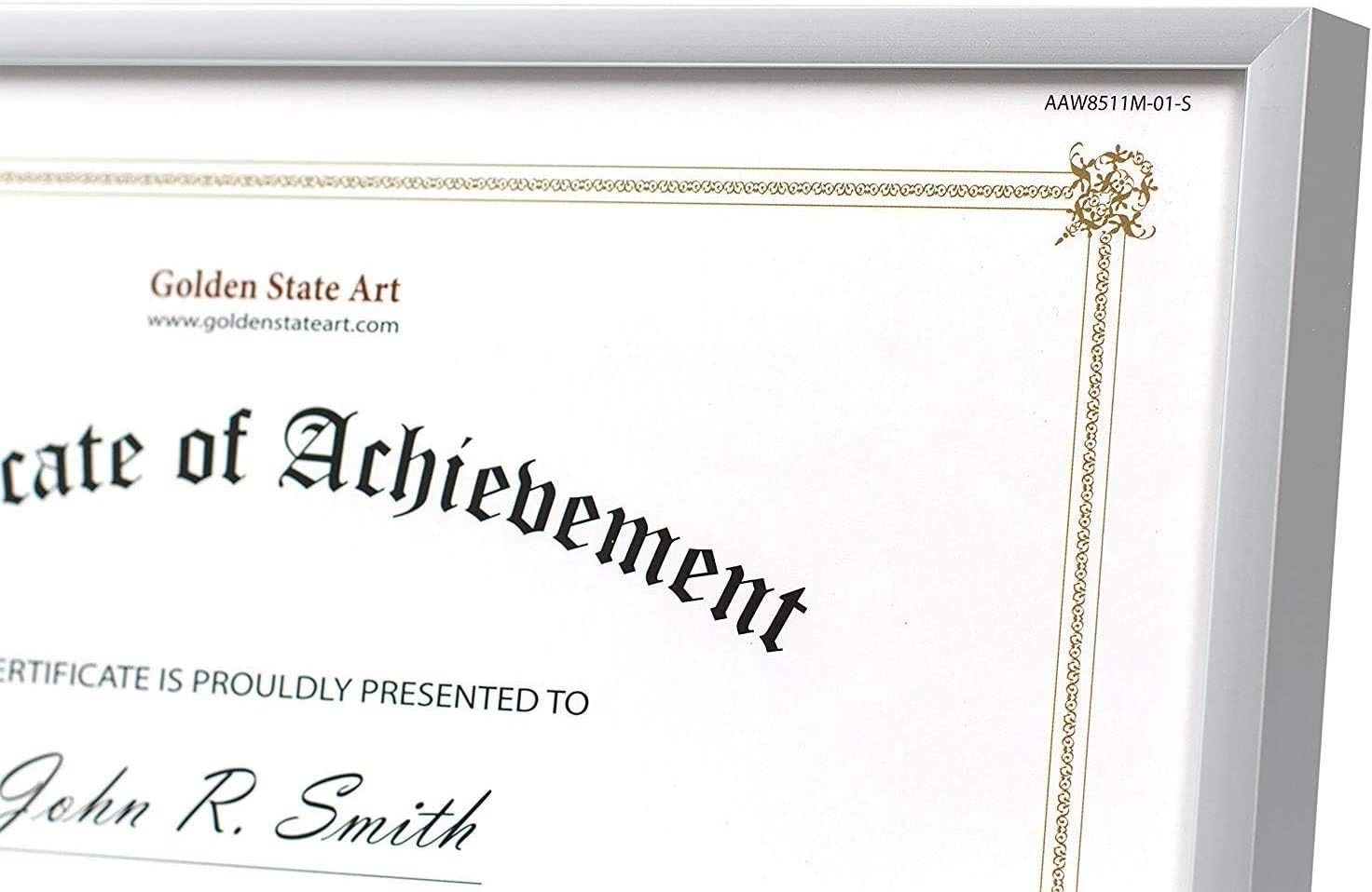 Golden State Art, Metal Wall/Table-Top Photo Frame Collection, Aluminum Photo Frame for Picture & Real Glass (Silver, 8.5x11 Frame) -