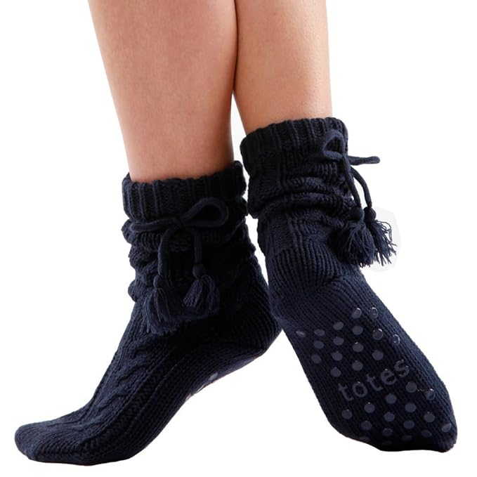 Totes Acrylic Women's Cable Ankle Socks Navy One Size Amazon.co.uk
