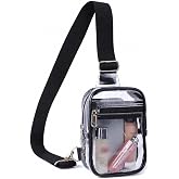 Mini Clear Crossbody Bag Stadium Approved | Cute Transparent Phone Purse with Adjustable Shoulder Strap for Concerts, Festivals &amp; Sports - Black