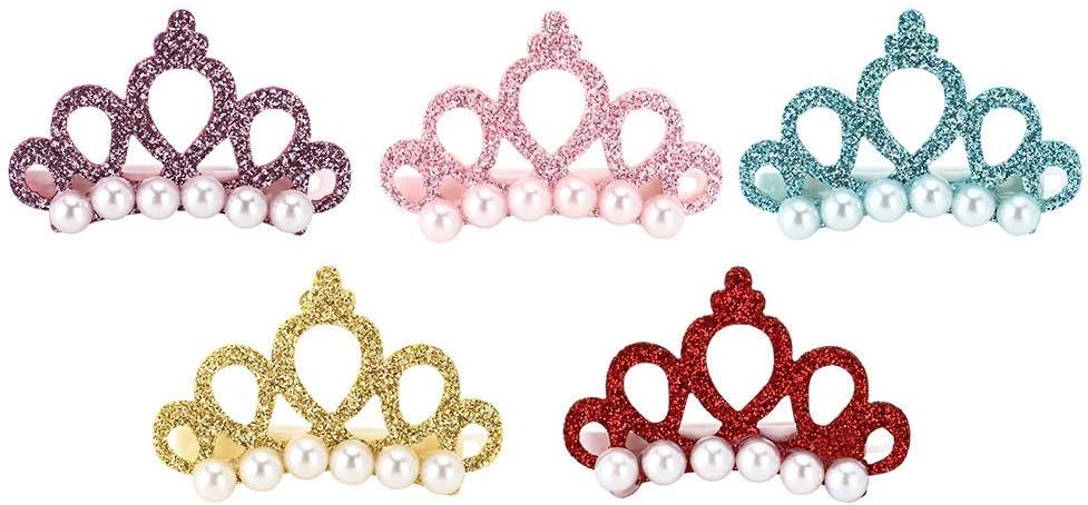 Tnfeeon 25PCS Crown Hair Clip for Pet Colorful Shining Hairpin Grooming Accessories for Cat Medium Small Cat Dog