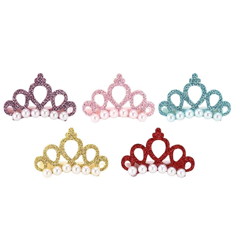 Tnfeeon 25PCS Crown Hair Clip for Pet, Colorful Shining Hairpin Grooming Accessories for Cat Medium Small Cat Dog