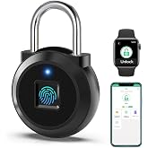 Fingerprint Lock, Dhiedas Gym Locker Lock with Fingerprint Bluetooth APP, Biometric Finger Print Padlock with Keyless, Waterp