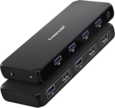 Lemorele 4K 30Hz HDMI KVM Switch 2 PC 1 Monitor 4 USB 3.0 PS5 Xbox