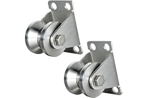 SHINICO 32mm Cable Pulley Wheel Wall Mount, Bearings Inside, V Style Stainless Steel Rope Pulley for Pulley System, Sliding Gate 2Pcs