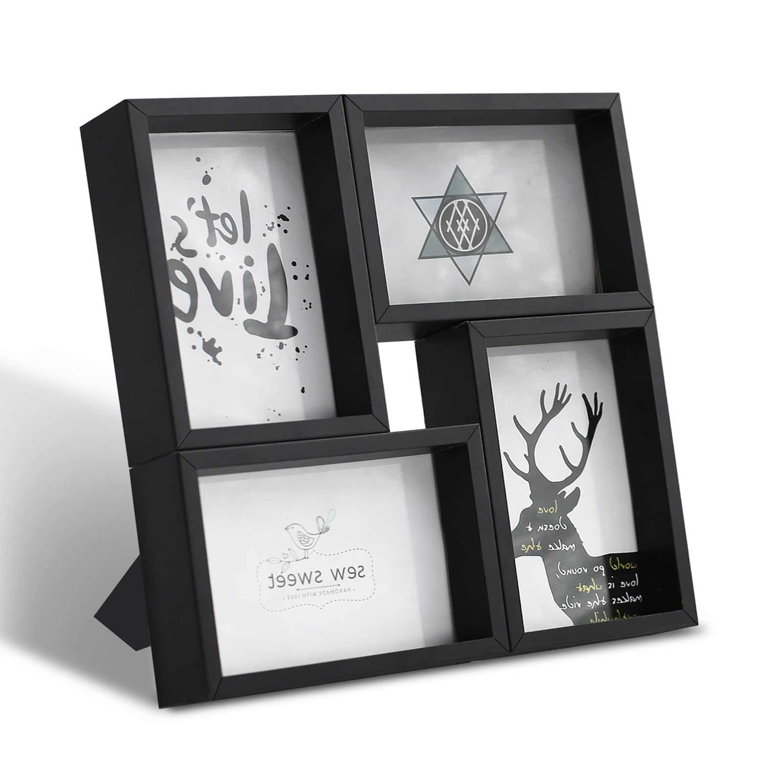 DMSELL Black 6x4 Photo Frames Multiple Pictures, 4x6 Collage Photo Frames for Wall, Multi Aperture Frames for 4 Photos