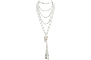 Cizoe 1920s Pearls Necklace Fashion Faux Pearls Gatsby Accessories Vintage Costume Jewelry Cream Long Necklace for Women