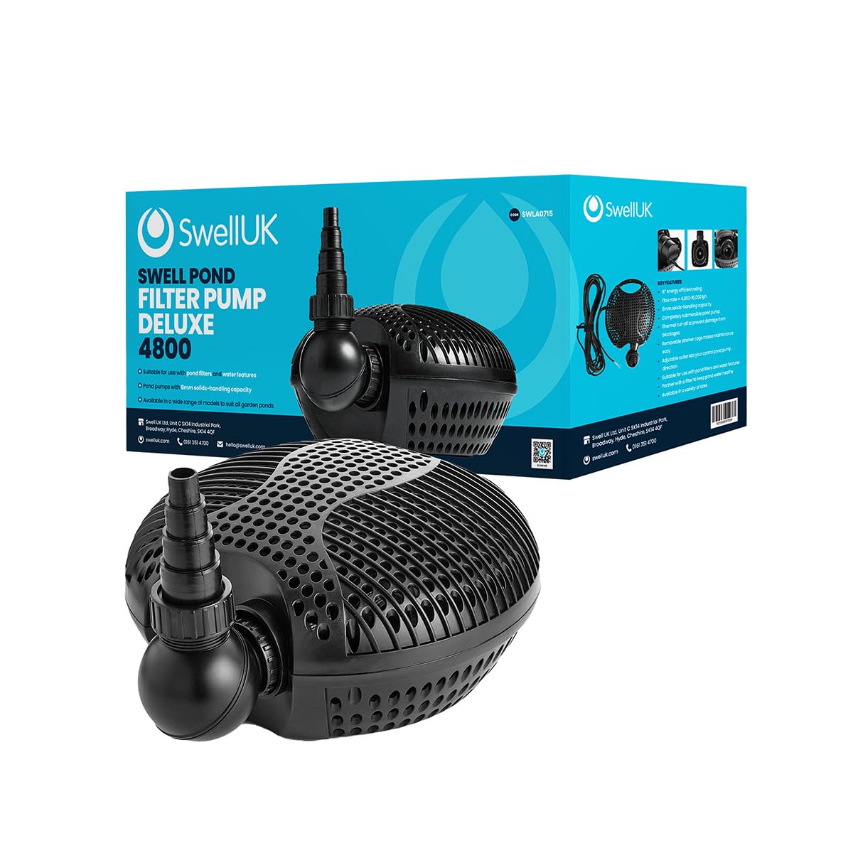 Swell Deluxe 4800lph Pond Pump - Energy Efficient for Fish Ponds, 3-Year Guarantee