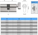 Bwintech 70mm Nickel Euro Cylinder Lock 35T/35 Thumbturn 3 Keys Anti-Pick view 2