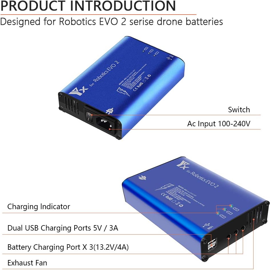 Hanatora Battery Charger for Autel Robotics EVO 2/II, EVO II Pro,EVO II Dual Drone and Remote Conteller,Rapid Multi Parallel Charging Hub Accessories: Toys & Games