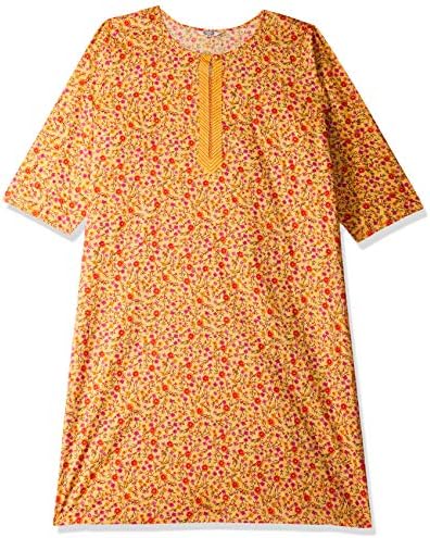 Tissu Women's Yellow & Multi Floral Printed Straight Kurta with Thread Work