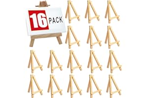 16 Pack 6" Small Art Easel Stand, Tabletop Wooden Display Stand, Mini Photo Holder, Display Stand for Artist, Students, Adult