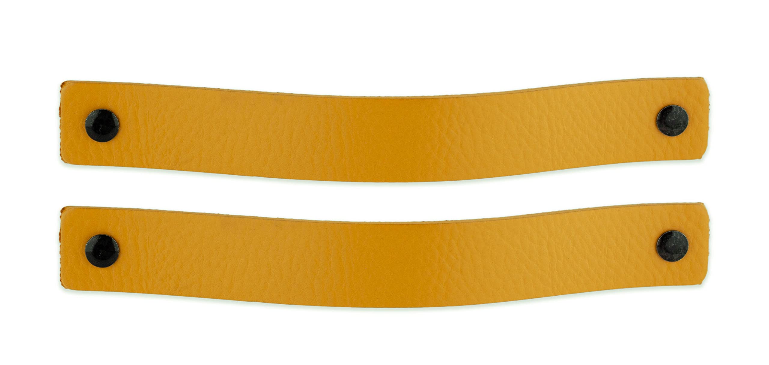 Brute Strength - Leather Handles for Furniture - Ochre Yellow - 2 pcs - 20 x 2,5 cm - Cabinet Handle, Door Handle for Kitchen, Bathroom, cabinets, Dresser, Wood