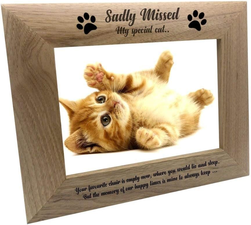 Sadly Missed Cat Remembrance Memorial Wooden Photo