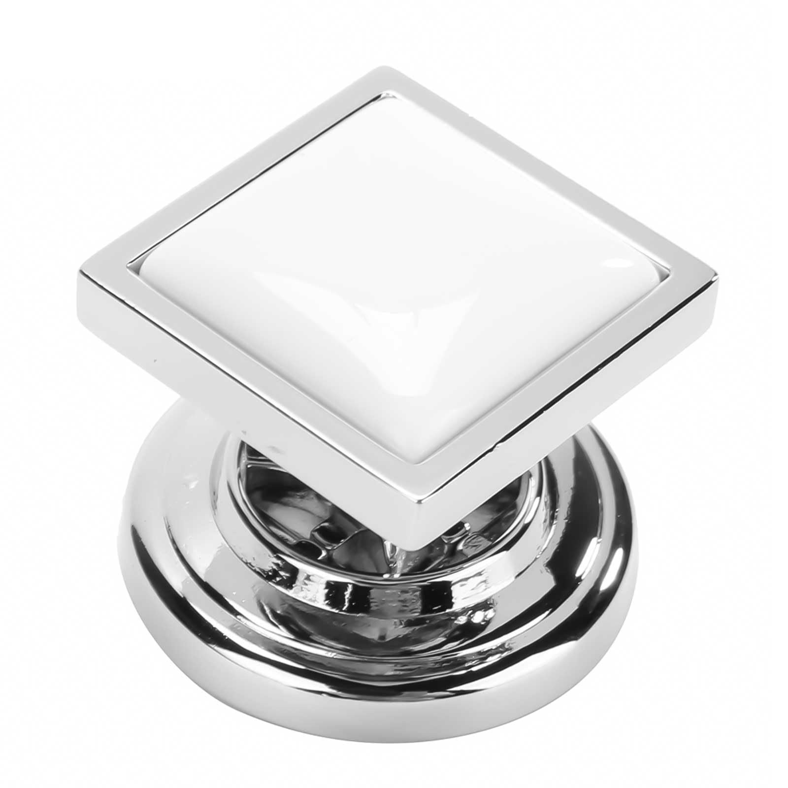 Mutuer Square Cabinet Handle，10pcs Zinc Alloy Cabinet Drawer Wardrobe Door Square Handle Knobs Furniture Pulls (Bright Chrome-White)
