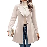 Mywinway Wool Coats for Women Fall Winter Trench Coat Peacoat Long Tweed Blazer Jackets Outwear