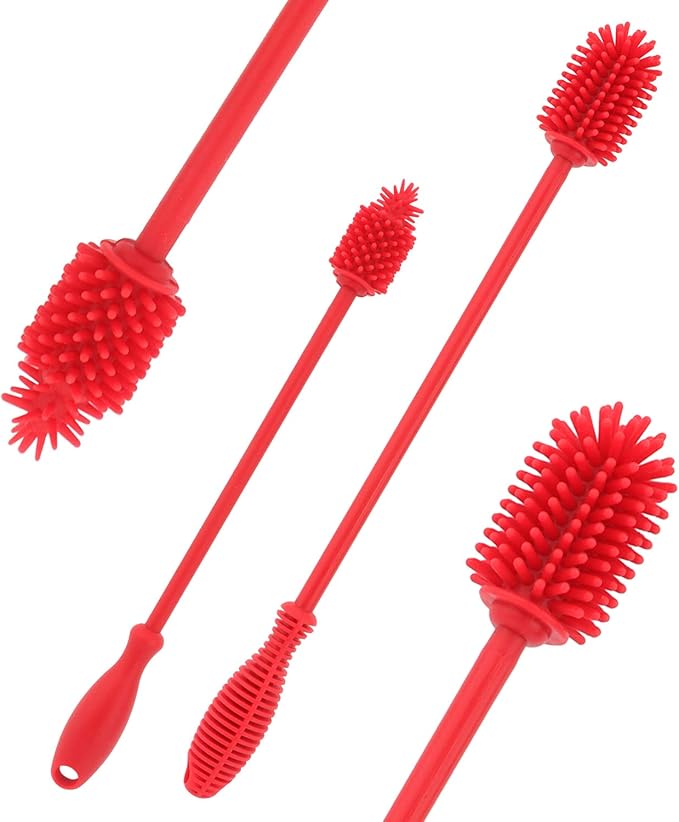 LongHandled Silicone Baby Bottle Cleaning Brushes, 2 in Total