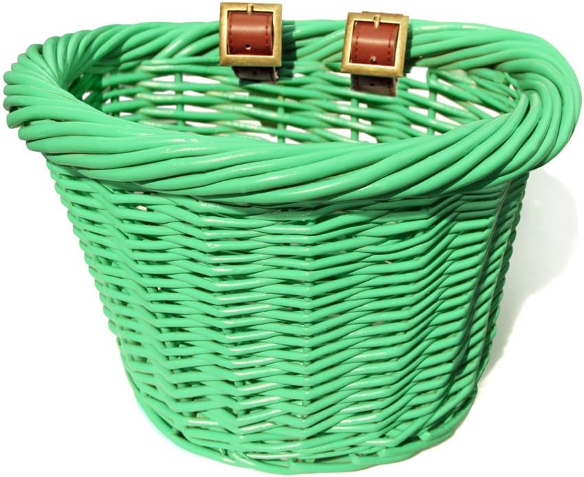 Colorbasket 01488 Junior Front Handlebar Wicker Bike Basket, Leather Straps