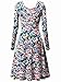 MSBASIC Womens Vintage Floral Print Long Sleeve Round Neck Casual Flared Midi Dress