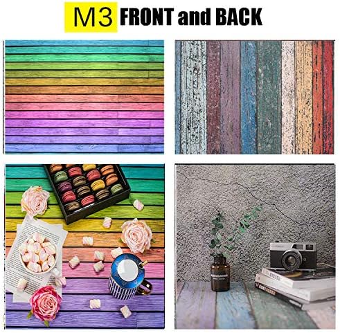FiVan 33x22 inch 2 in 1 Color Wood Patterns Waterproof Flat Lay Tabletop Photography Backdrop for Food Cake Jewelry Luxury Cosmetics Props Tabletop Photography Pictures FUS-M3