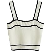 SweatyRocks Women's Sleeveless Ribbed Knit Spaghetti Strap Crop Cami Tank Top Crop Tops