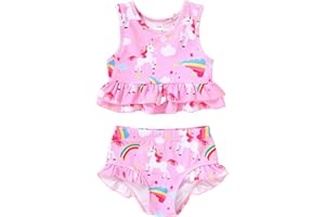 YOUNGER TREE Toddler Baby Girls Summer Swimsuit Sleeveless Striped Swimwear Two-Piece Suit Beach Bikini