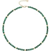 PEARLADA Turquoise Beaded Choker Necklace Chakra Stone Necklace Adjustable