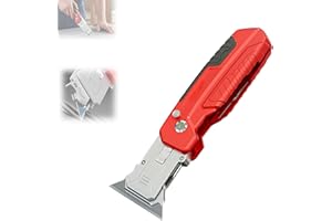 Utility Knife Scraper, 2026 New 2-in-1 Folding Box Cutter with Blade Storage, Retractable Design, Heavy Duty Sharp Razor Knif