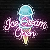 Ice Cream Neon Open Signs,Ice Cream Neon Signs for Wall Decor,Adjustable Brightness Led Neon Open Signs for Business Store,Cafe,Bar,Party,Bedroom Decor,Birthday,Christmas