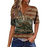 Alligator Alcatraz Shirt Retro Casual Crocodile Island Tshirt American Flag Funny Vintage Gator Tee