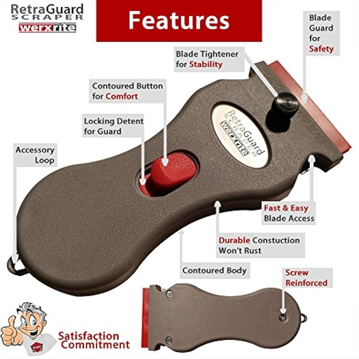 Werxrite RetraGuard Razor Blade Scraper Tool Stovetop Cooktop Glass