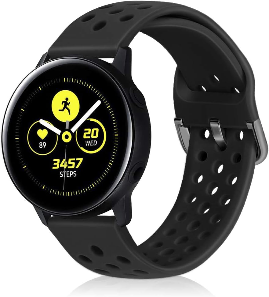 Relting 20mm Quick Release Silicone Watch Band Soft Rubber Replacement Watch Strap Compatible with Samsung/Huawei/Ticwatch/Garmin/Moto Mens Womens(Black, 20mm)