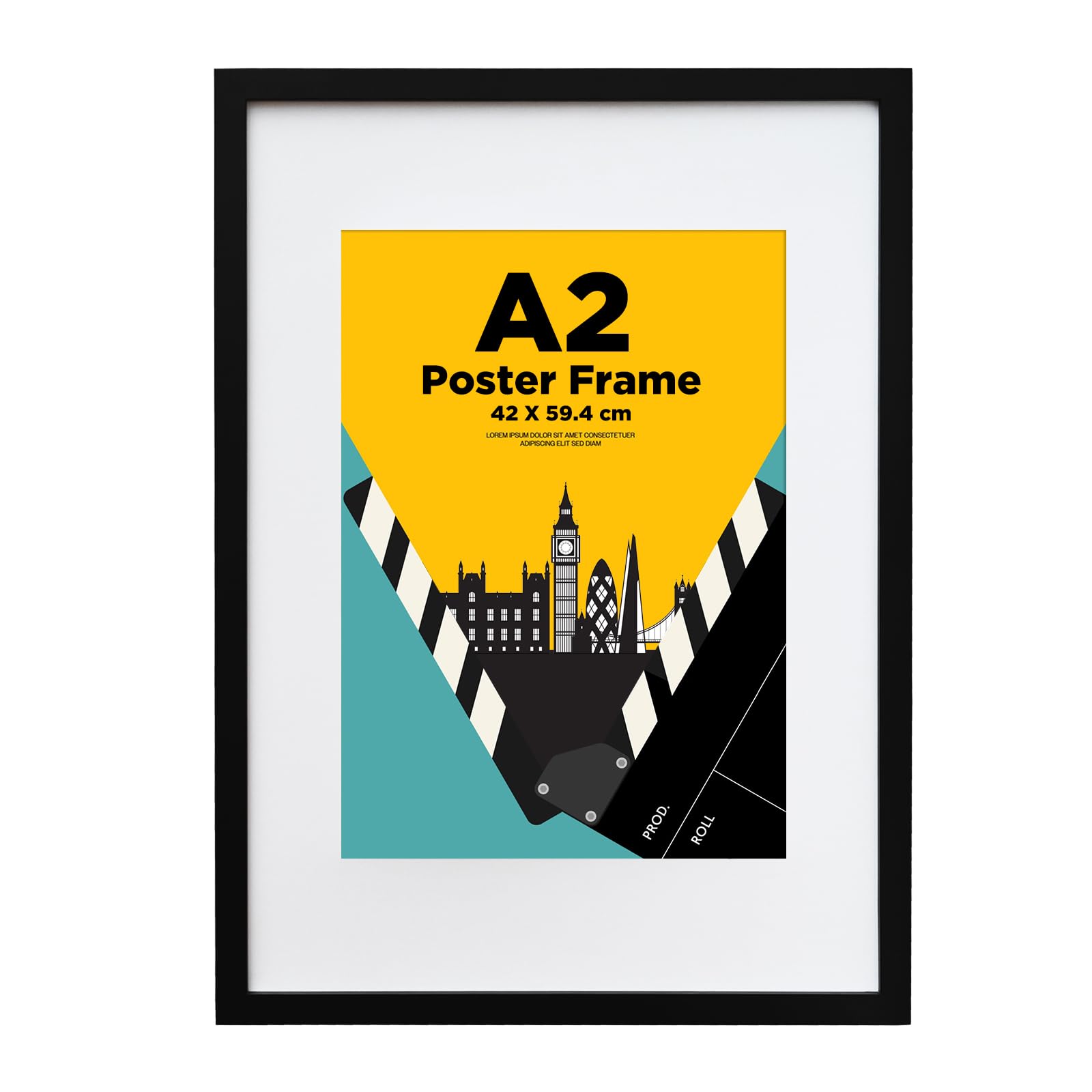 A2 Frame,100% Solid Wood with A3 Mat,A2 Picture Frame,A2 Photo Frames with Acrylic Glass,A2 Poster Frames for Wall Mounting,42x59.4cm Certificate Frame for Portrait,Black — image 1
