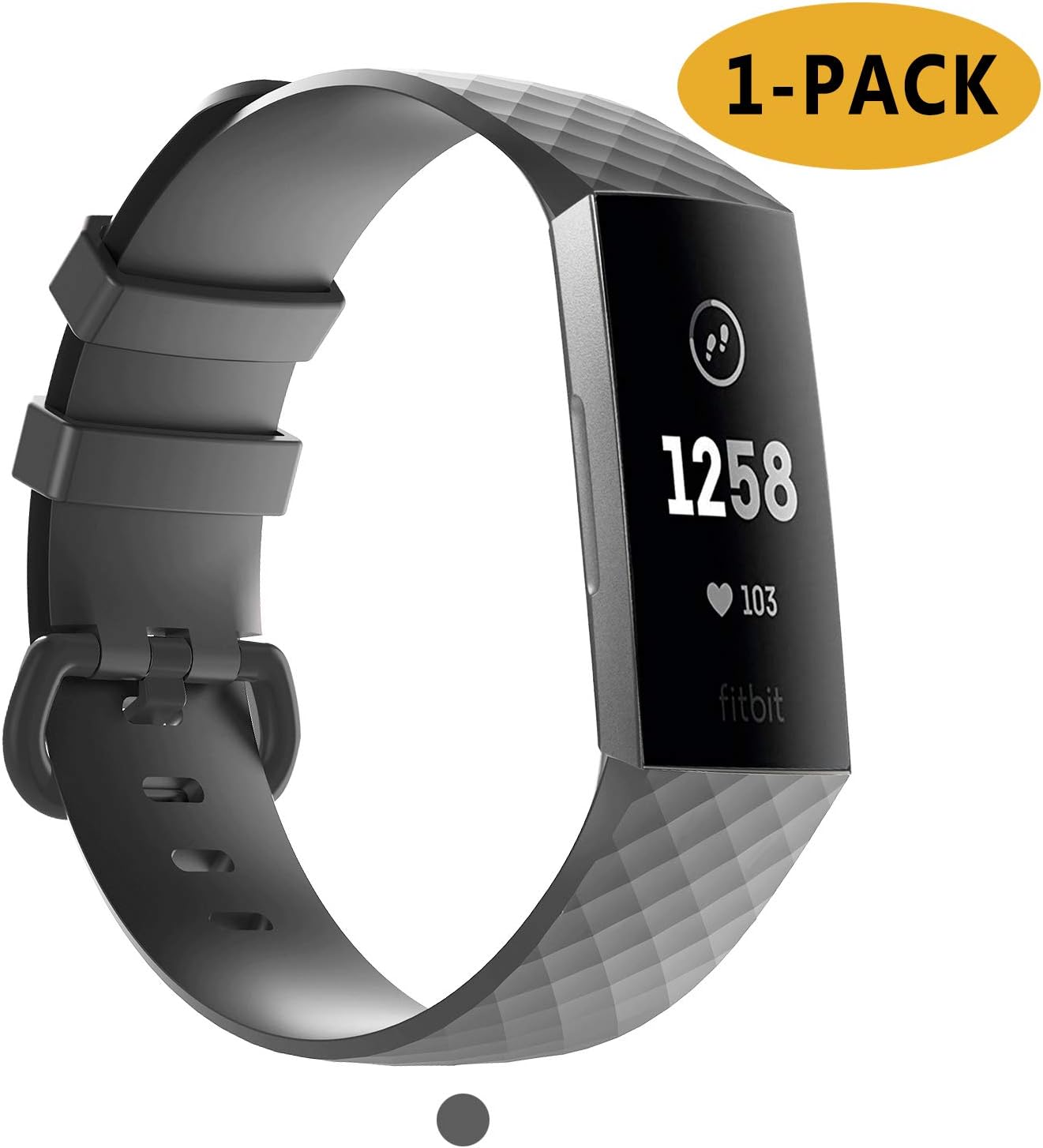 Vitty 1 Pack Strap Compatible for Fitbit Charge 3 for Women Men, Adjustable Classic Replacement Strap with Classic Aluminum Alloy Buckle for Fitbit Charge 3 Fitness Tracker
