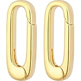 HINZIC 2Pcs 18K Gold Filled Oval Necklace Clasps Bracelet Pendant Carabiner Closures Necklace Enhancer Wedding Spring Ring Connector for Jewelry Making - 0.71" x 0.26"