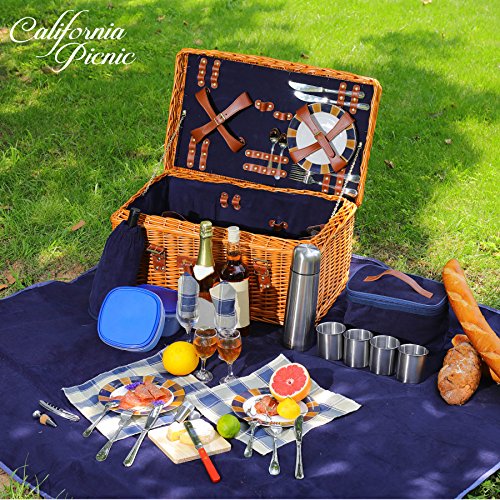Picnic Basket Set DELUXE Marshall Collection 4 Person Coffee