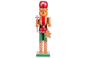 PARTYKINDOM Wooden Gingerbread Man Nutcracker Decoration, 13.77 Inch Christmas Ornament for Holiday Party Scene Decor, Assorted Color