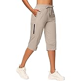 Women's Long Shorts 15" Below The Knee Capri Hiking Shorts Quick Dry Lightweight Outdoor Casual Crop Pants Cargo